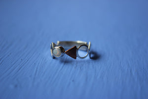 Opal silver and copper ring